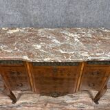 Commode sauteuse Transition estampillée en marqueterie de bois nobles