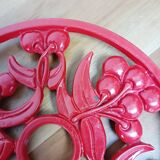 Red cast iron table mat, cherry décor