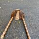 Tripod stool with turned solid wood legs