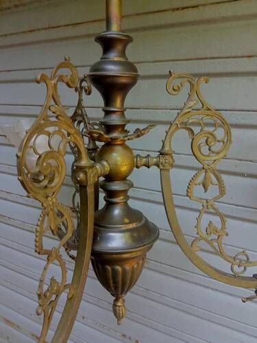 Antique, rare and important gas chandelier from the Napoléon III period and style, weighing 4.8 kg.