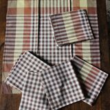 Set of 8 vintage brown checkered napkins