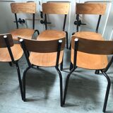 Lot of six vintage school chairs
