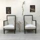 Pair of blackened wood armchairs