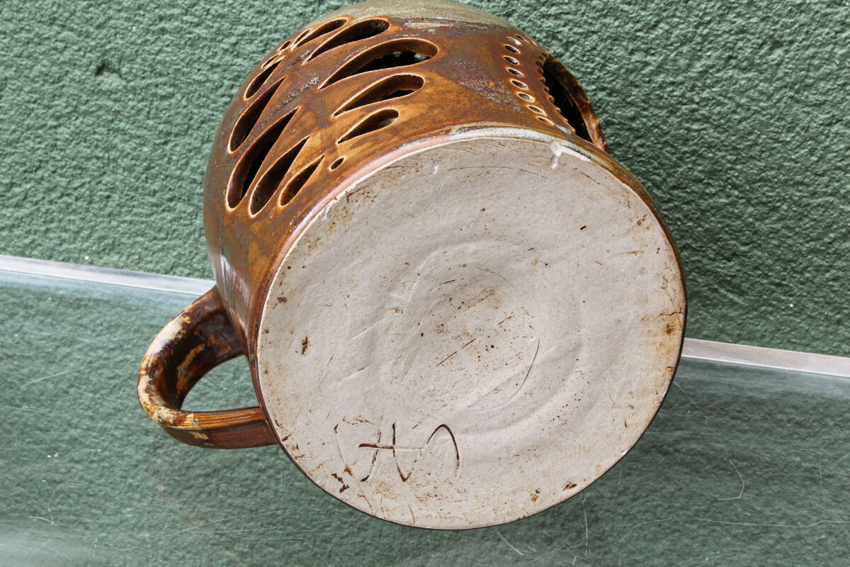 Signed enamelled stoneware lantern, Puisaye