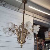 Old bronze chandelier 8 lights, 128cms h