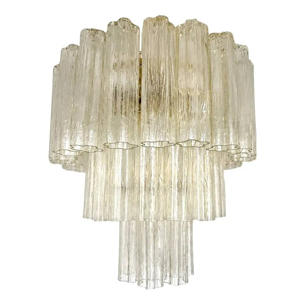 Italian luxury chandelier “Tronchi” Murano glass ceiling light in the Venini style.