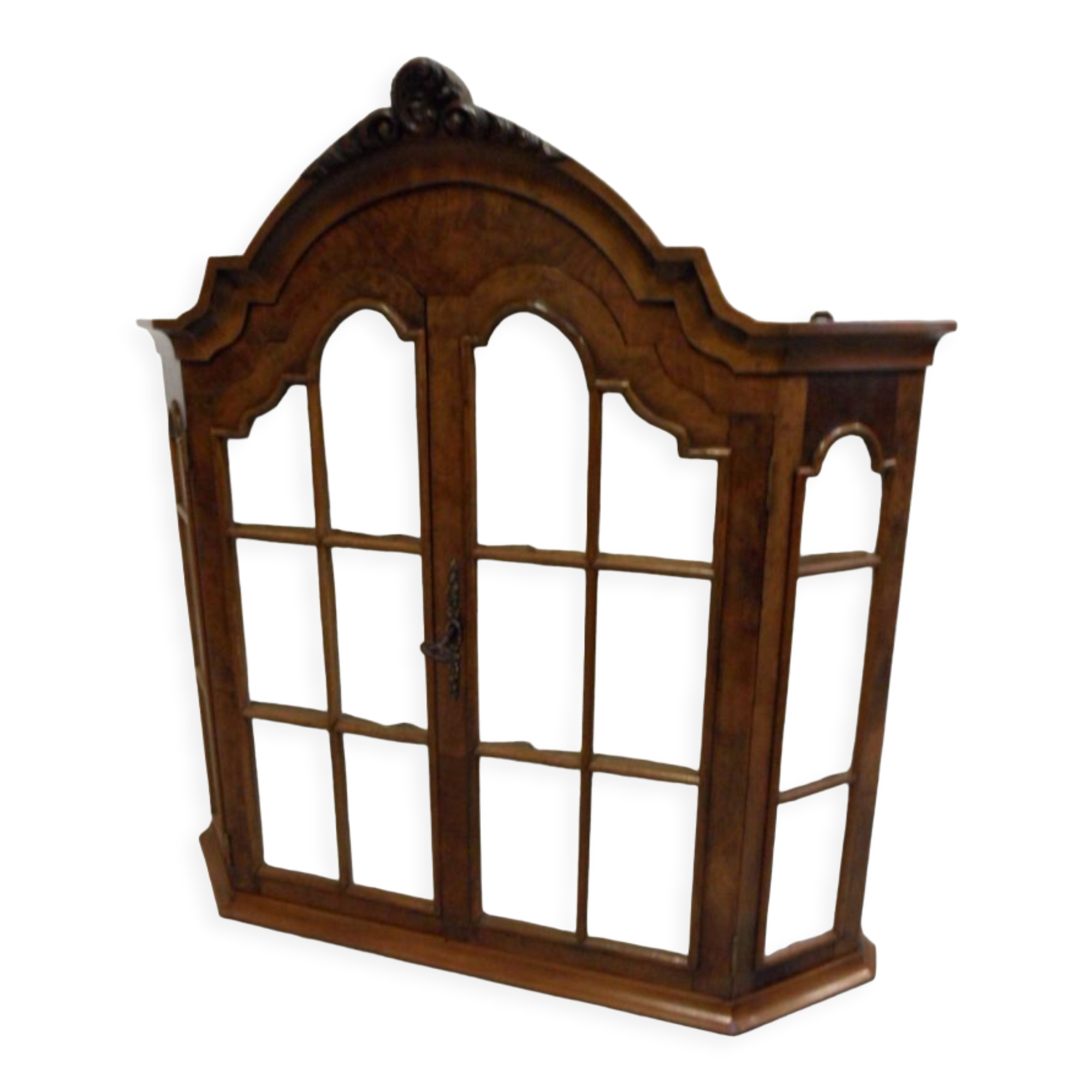 Vintage Dutch walnut hanging china cabinet