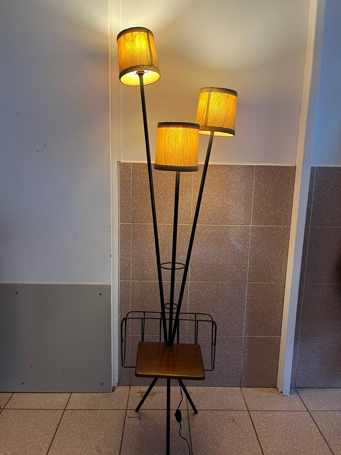 50s magazine rack floor lamp