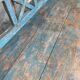 Indian bench in blue lacquered teak