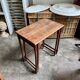 2 nesting tables in turned oak ☐ 62.5 x 33.5 cm