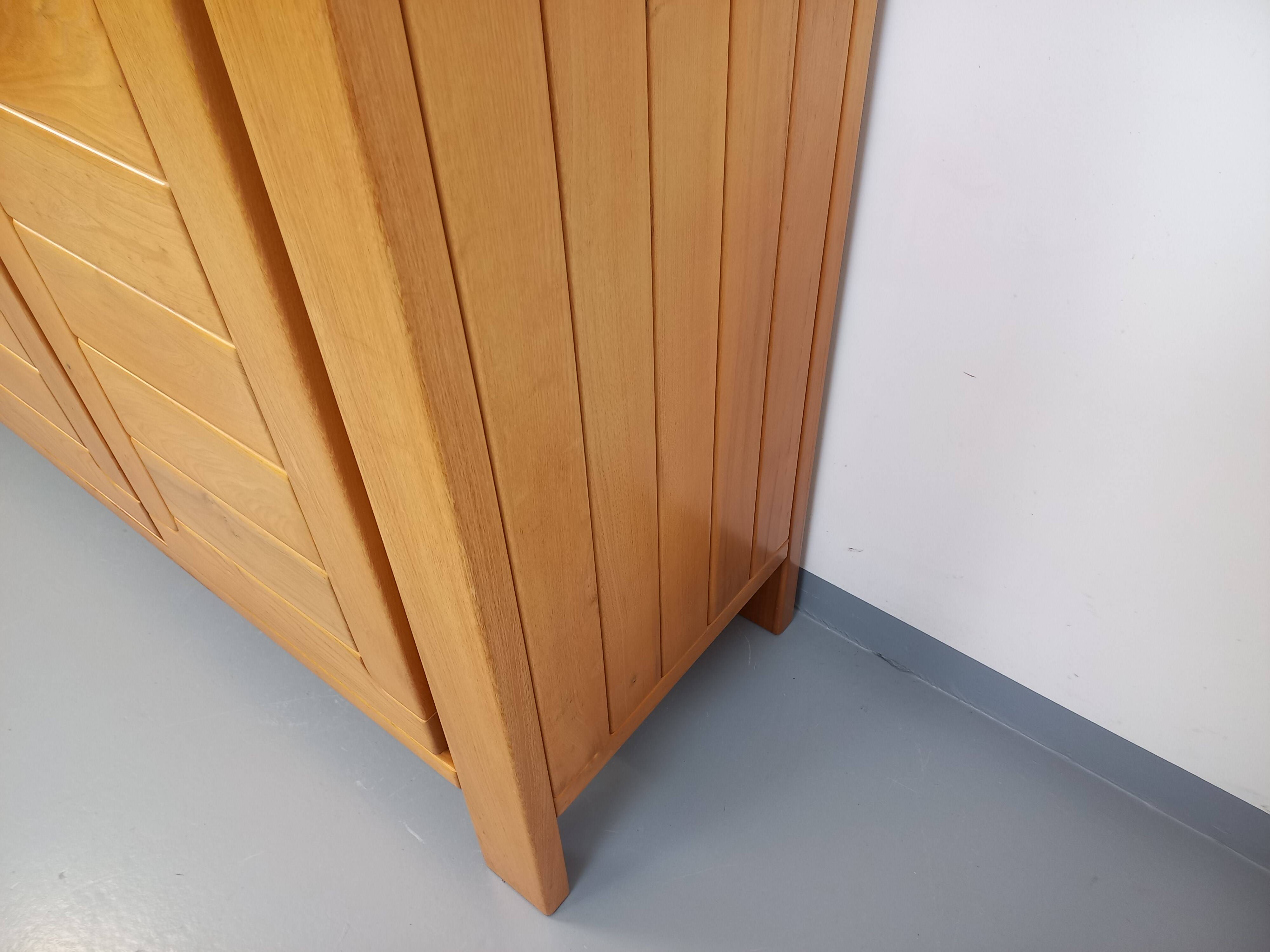 Vintage Maison Regain elm wardrobe from the 70s and 80s