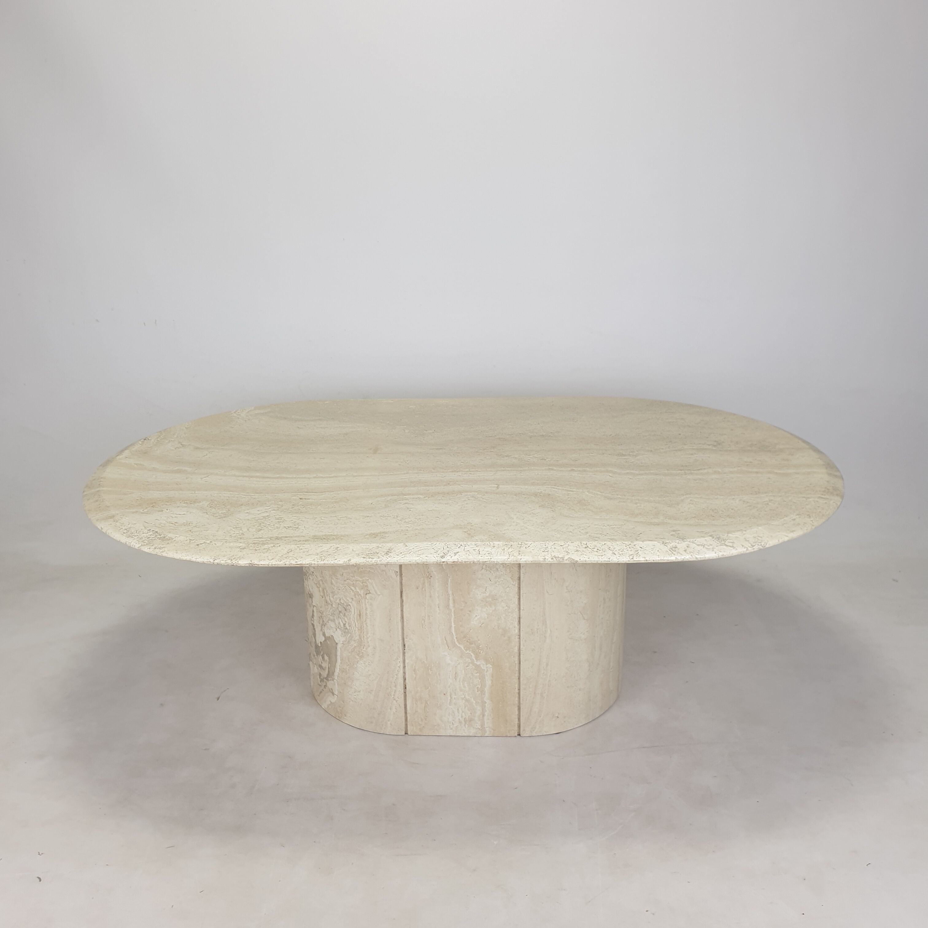 Italian Oval Travertine Coffee Table, 1984