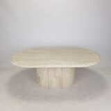 Italian Oval Travertine Coffee Table, 1984