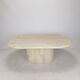 Table basse ovale italienne en travertin, 1984