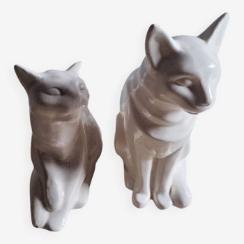 2 chats en céramique