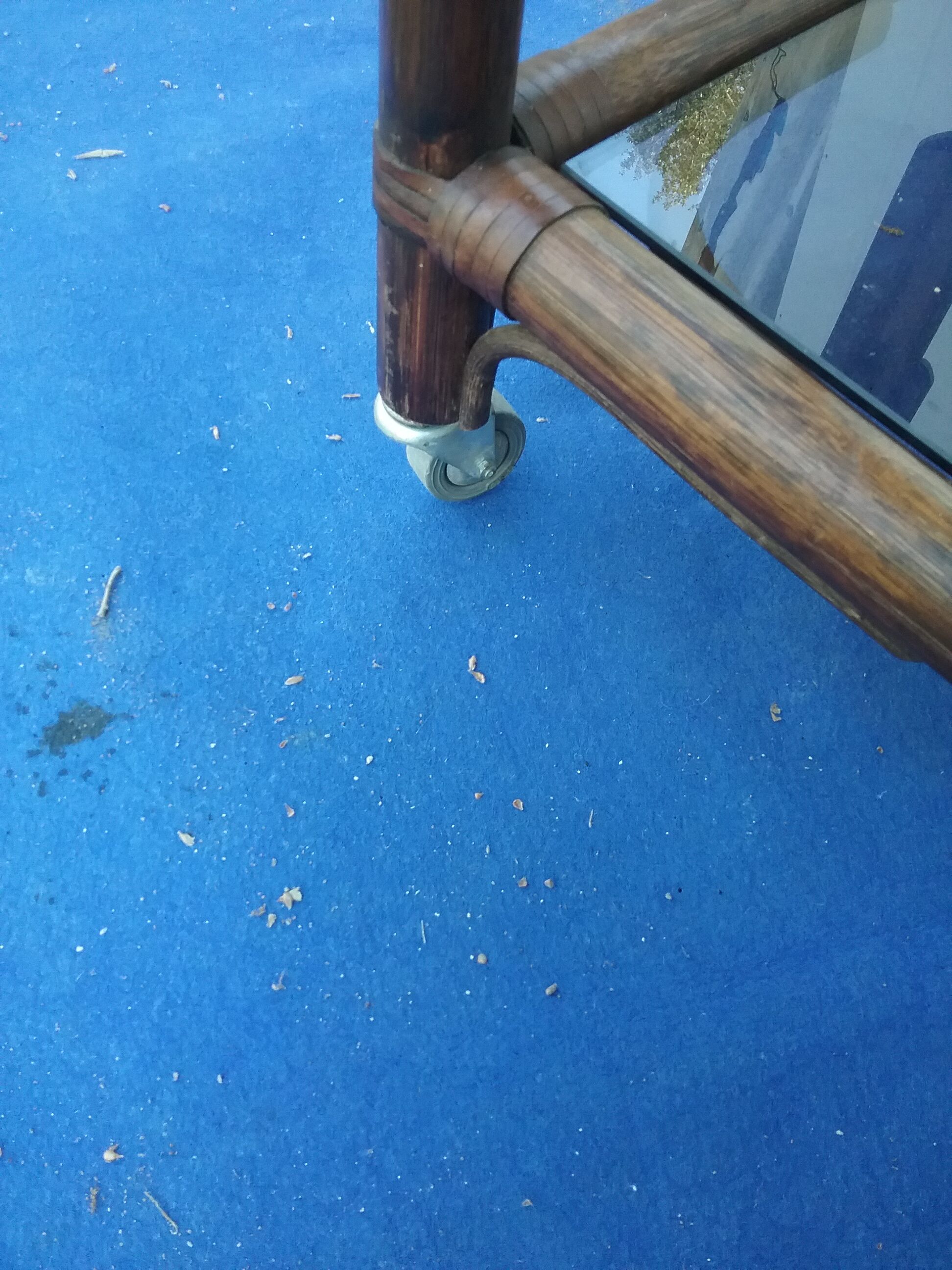 Vintage bamboo rolling trolley