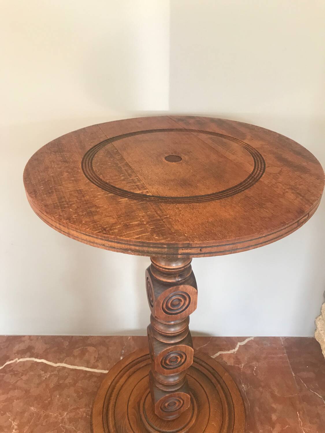 Mid century turned wood side table