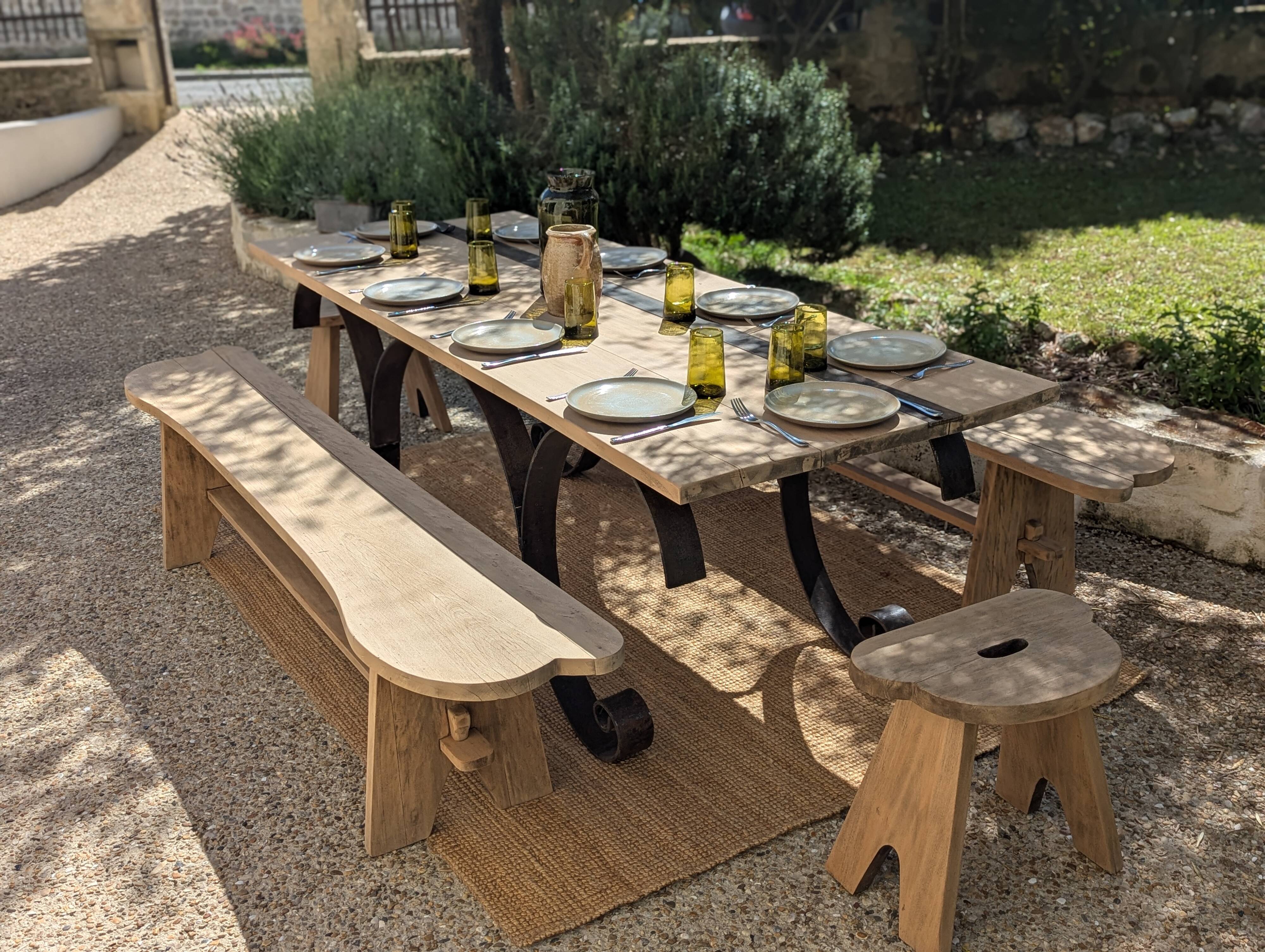 Table set, stools and benches