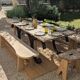 Table set, stools and benches