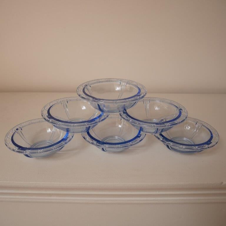 Set of 6 blue glass ramekins