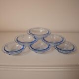 Lot de 6 ramequins en verre bleu