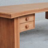 Mid-Century Oak Curved French Desk