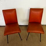 Paire de chaises en skaï orange