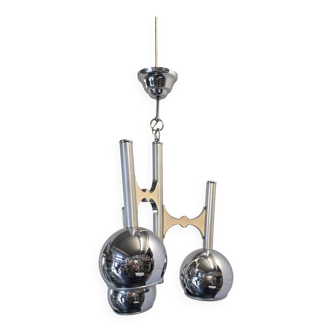 Vintage 3-light chrome metal chandelier