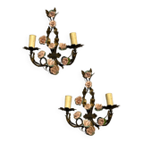 Vintage tole porcelain sconces 1960s
