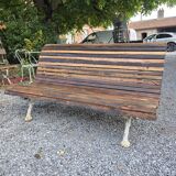 Cast iron and oak slatted garden bench