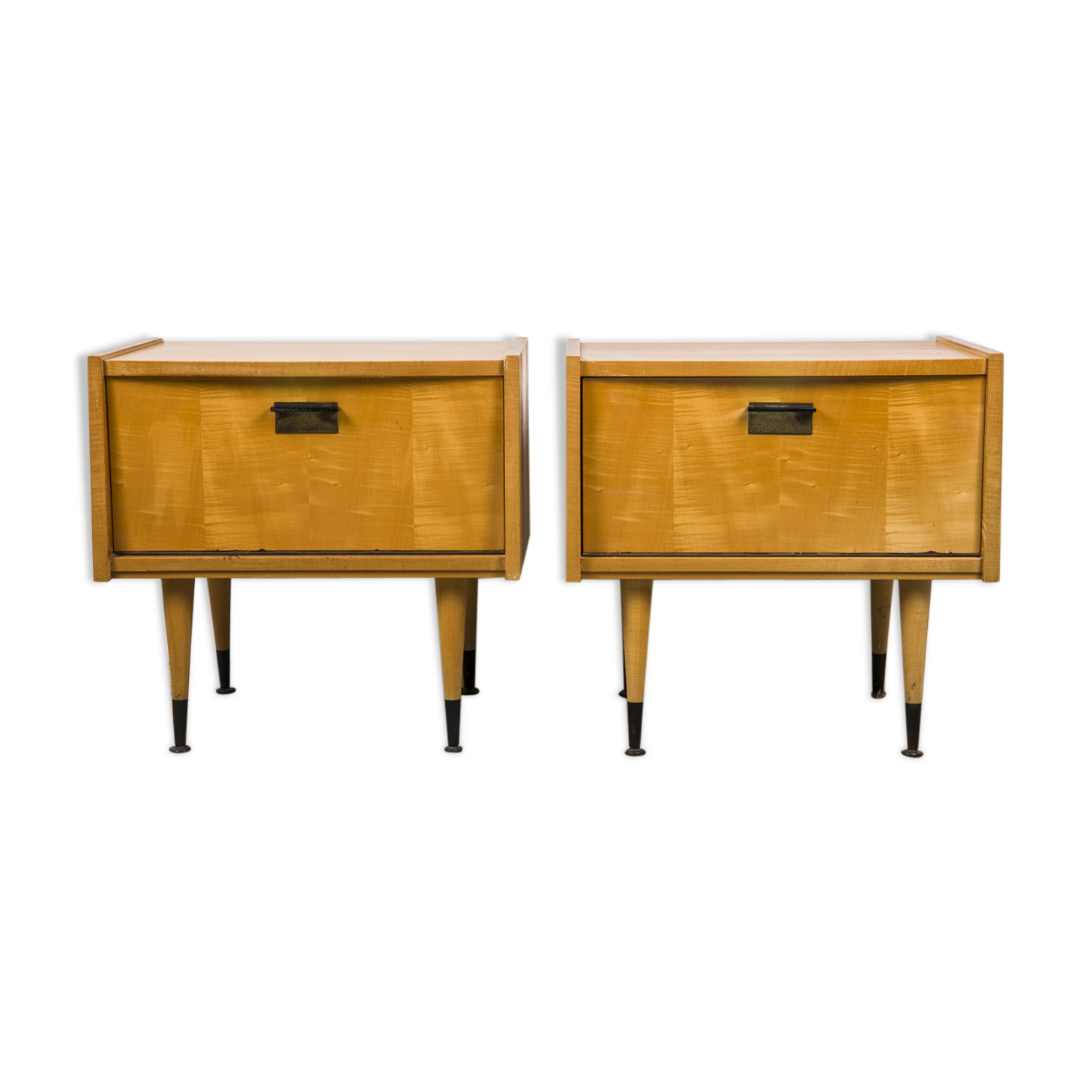 Nightstands mid century wooden lemon 50s