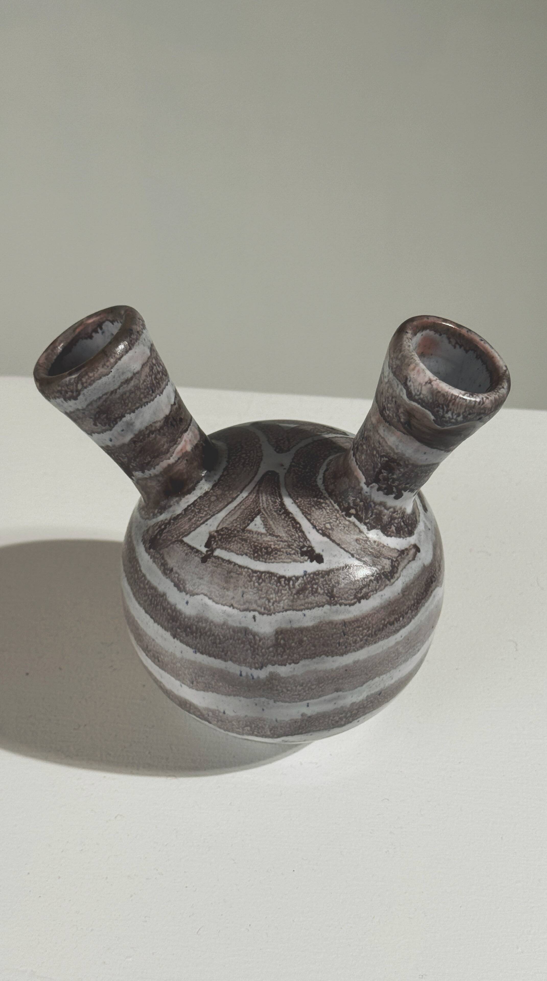 Double-neck ceramic vase by Jean Busson, France, 1960