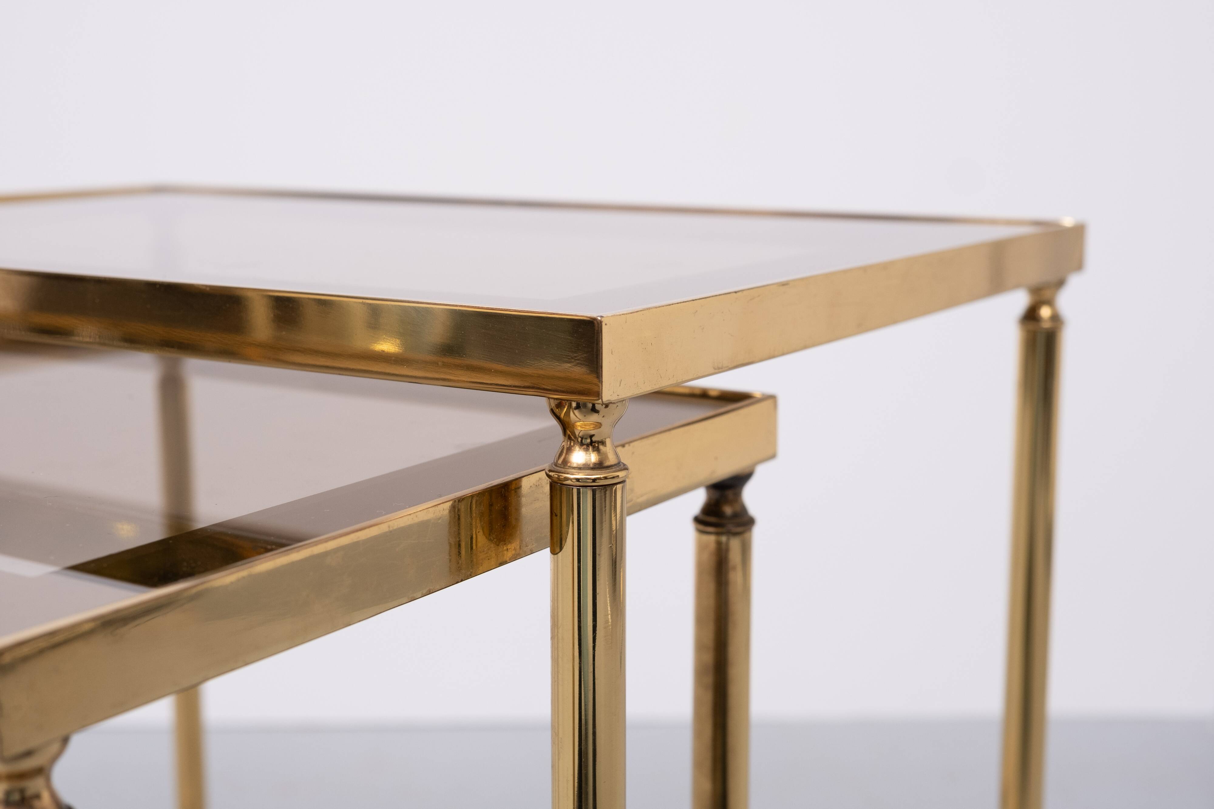 Brass side tables Hollywood Recency 1970s France
