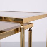 Tables d'appoint en laiton Hollywood Recency années 1970 France