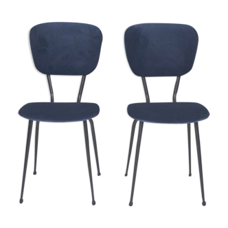 Paire de chaises velours bleu profond