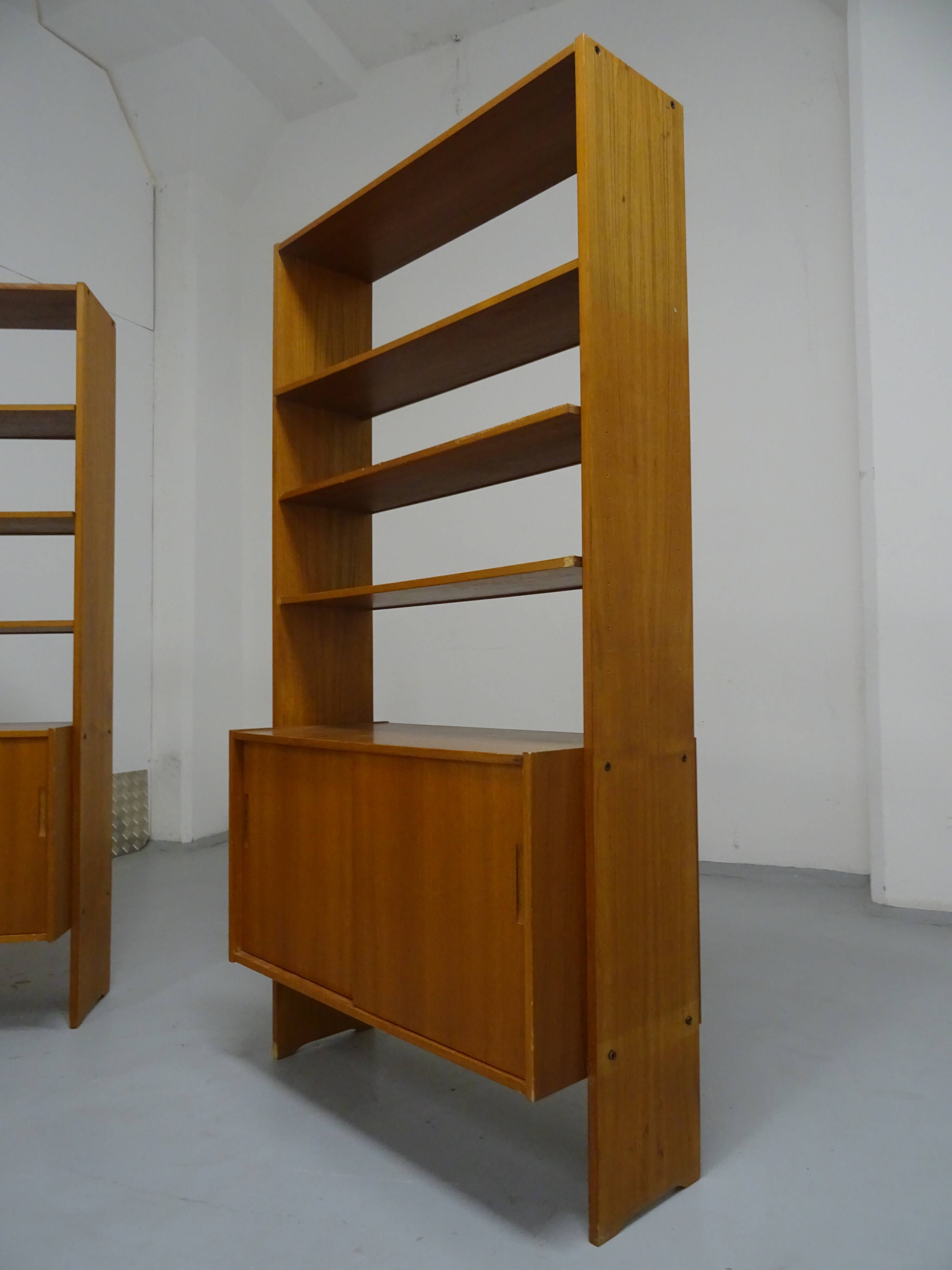 Pair of modernist Scandinavian libraries in teak, Sweden 1960