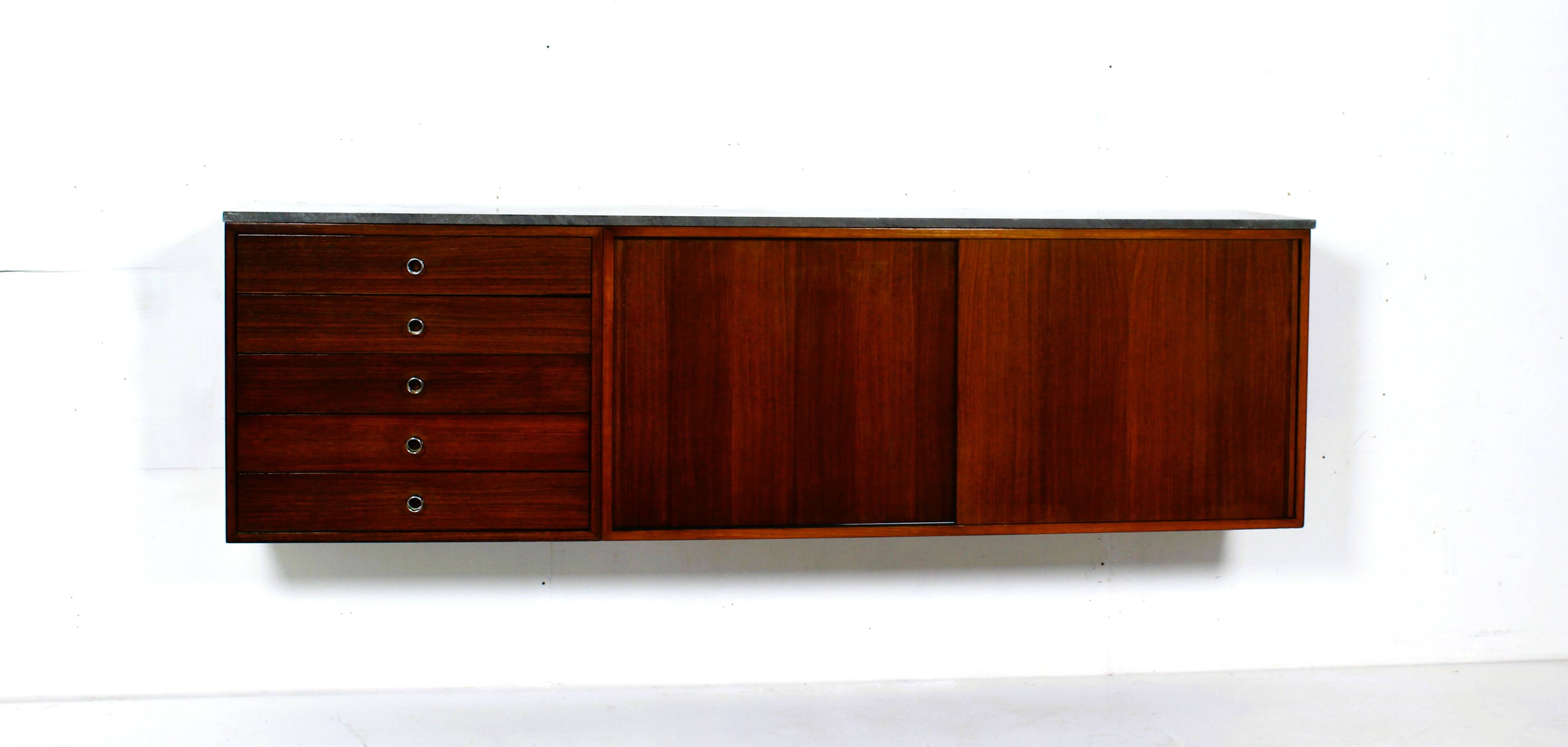 Suspended teak buffet from the 1970s.