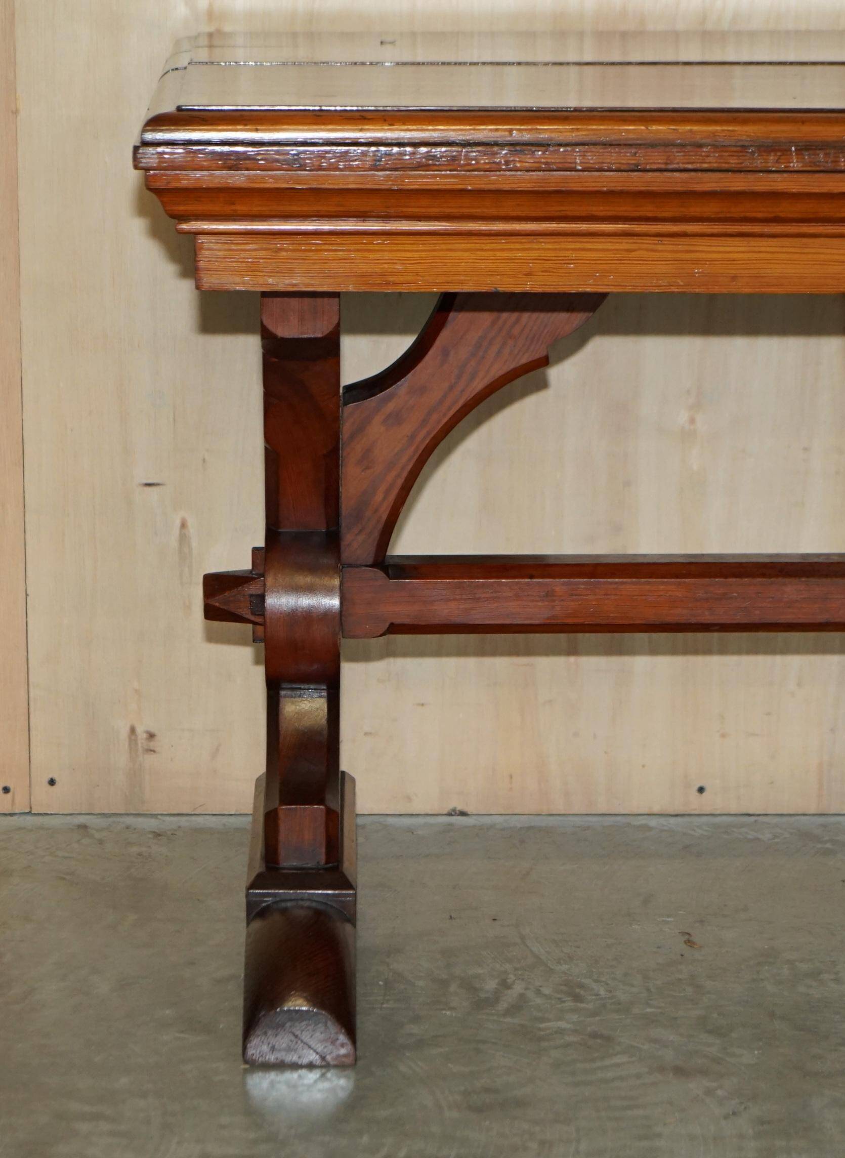 Victorian Gothic library table in antique oak