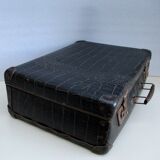 Antique cardboard suitcase imitation black crocodile