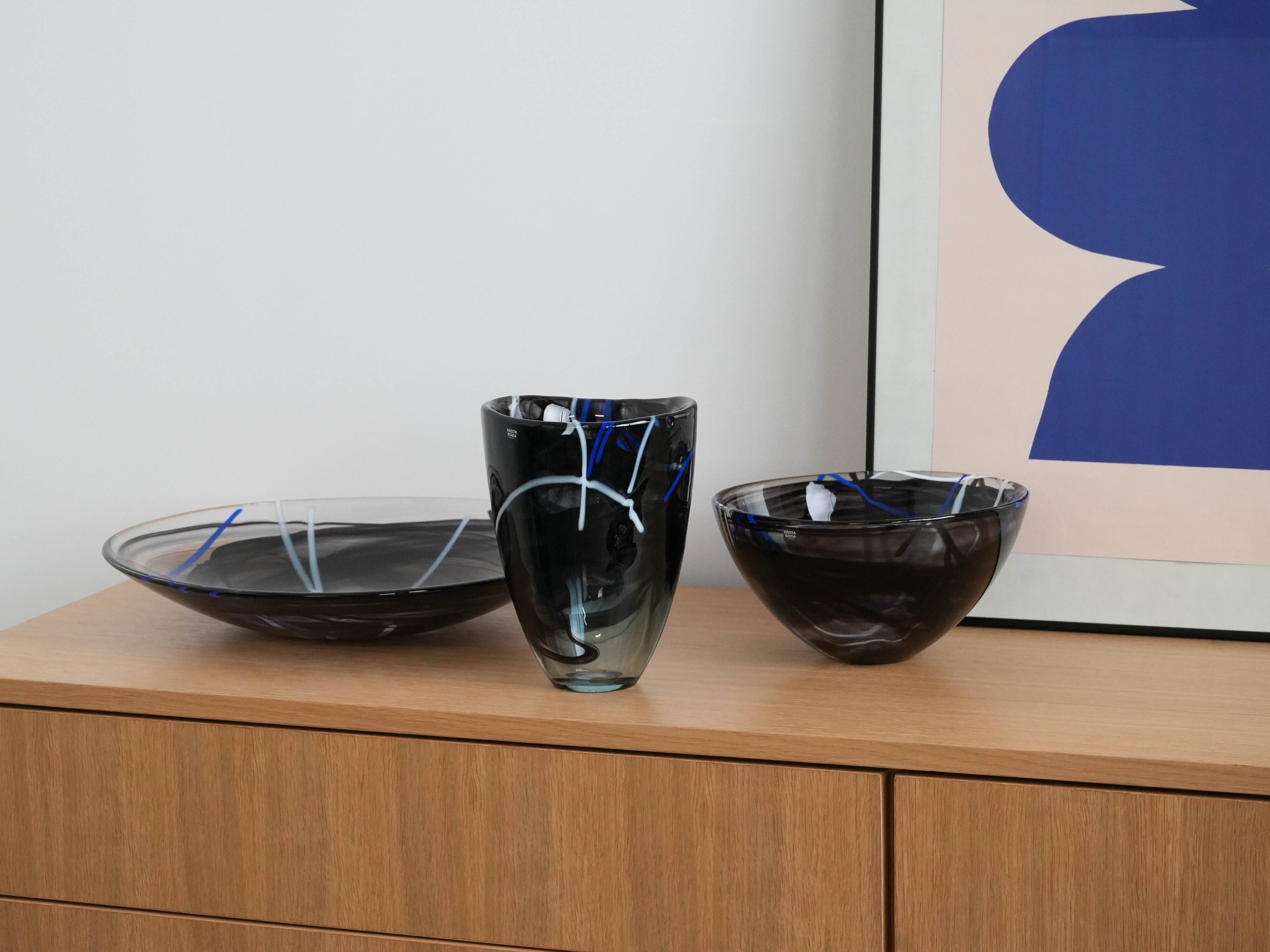 Glass bowl Contrast, Swedish design, 1980s, manufacturer: Kosta Boda, desig