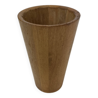 Vintage umbrella holder in oak basket storage design of the 1960s minimalist design