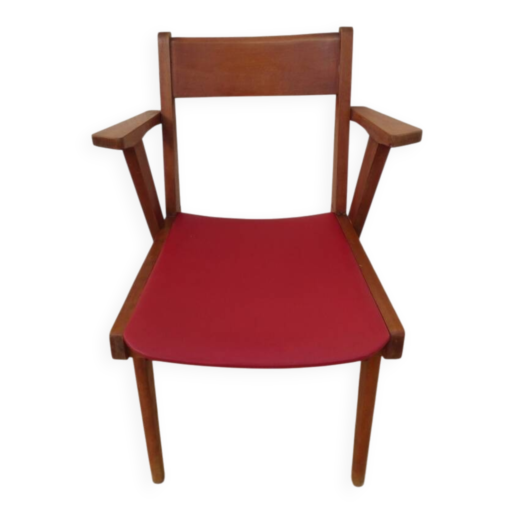 1950s design office chair with compass feet and red Sky seat