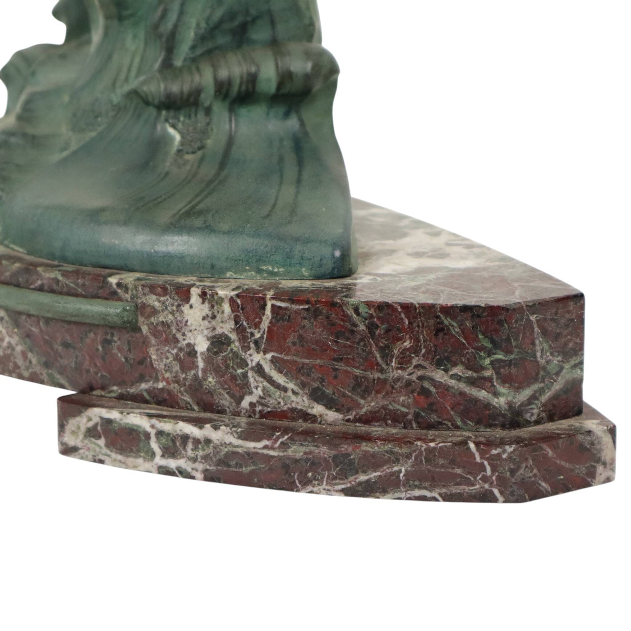 Sculpture Art Déco Goéland sur Socle en Marbre Patine Bronze 51 cm