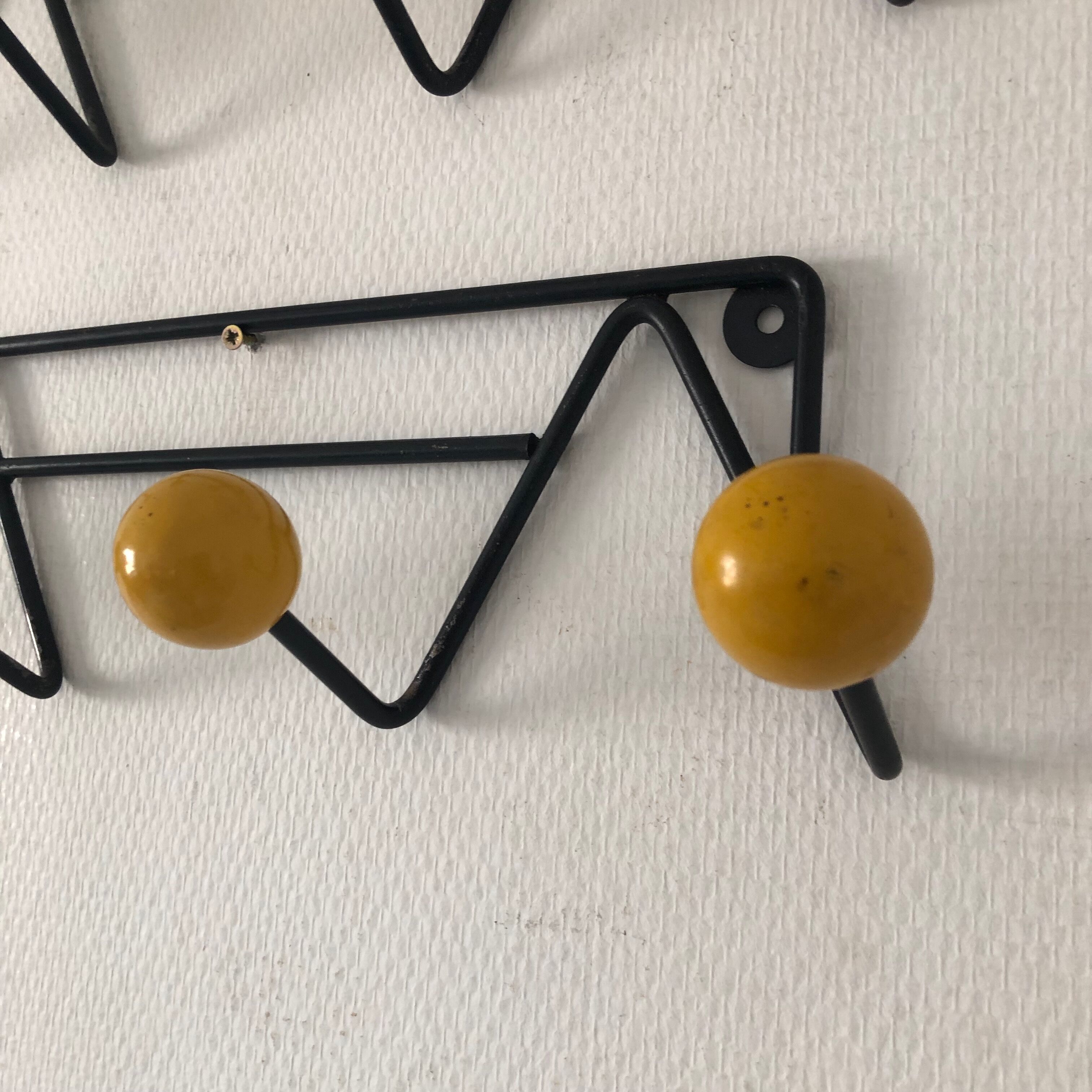 Pair coat racks balls 4 vintage patères 1960