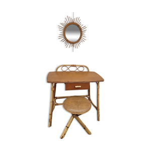 Coiffeuse en rotin vintage 1950