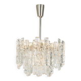 1 of 2 large ice glass chandeliers by Murano, Kalmar, Austria, 1960s