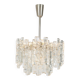 1 of 2 large ice glass chandeliers by Murano, Kalmar, Austria, 1960s