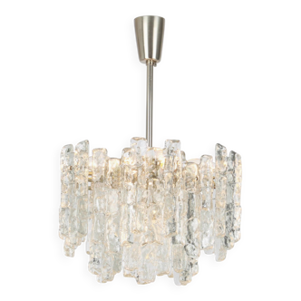 1 of 2 large ice glass chandeliers by Murano, Kalmar, Austria, 1960s