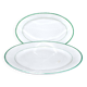 Limoges set of 2 old oval porcelain dishes with green and gold edging