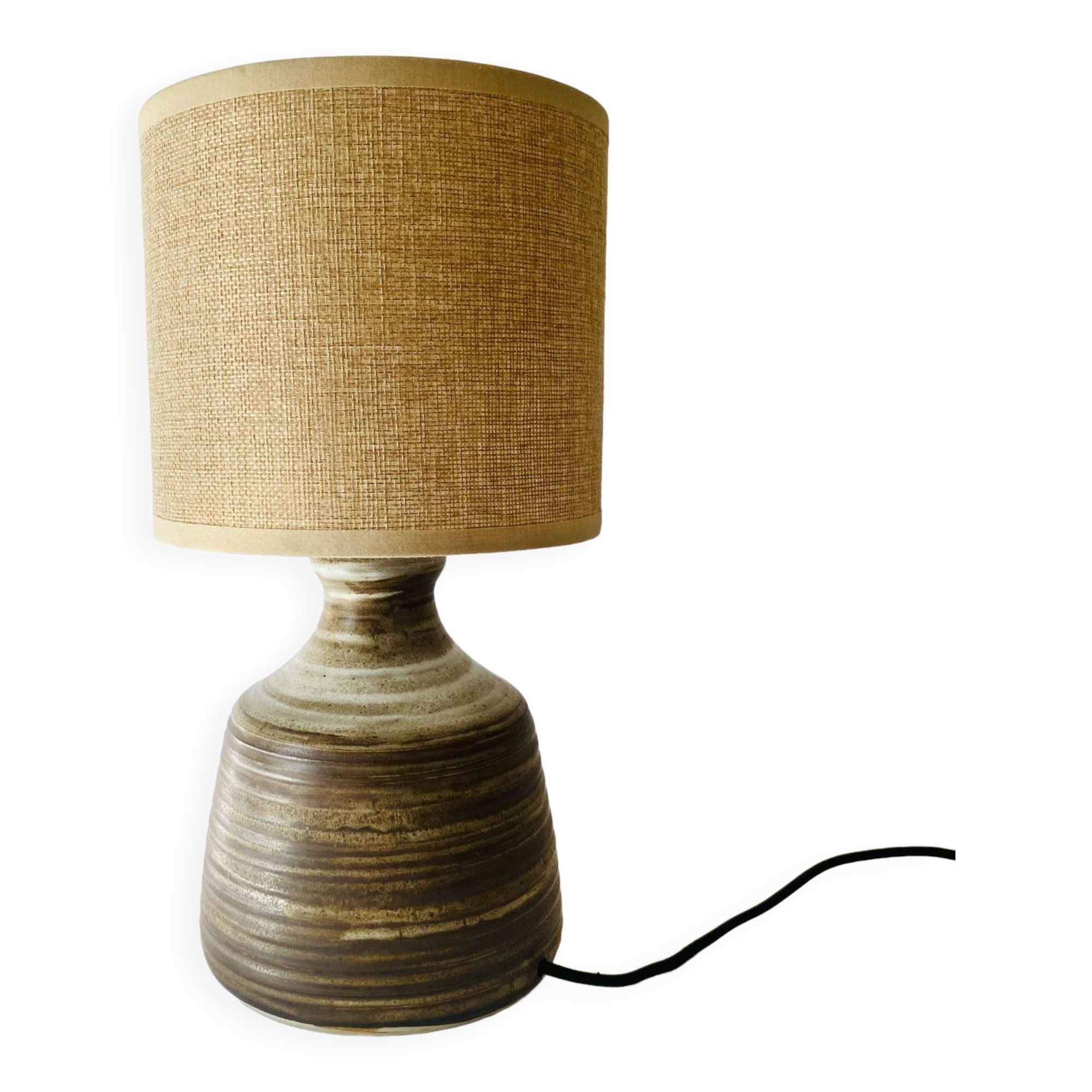 Ceramic lamp, 2m fabric cable, fabric lampshade